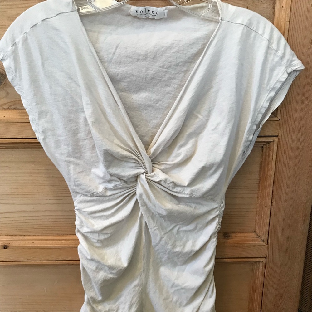 Velvet t-shirt, off-white gathered in the front